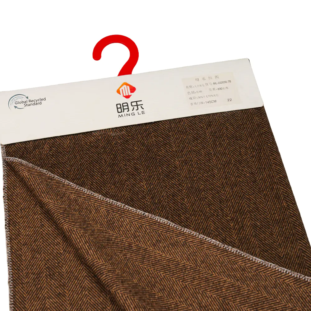 30% Wool, 70% Other Fiber, 630G/M, Camel/Brown, Herringbone Single-Face Overcoating Fabric, ML-222030-7B