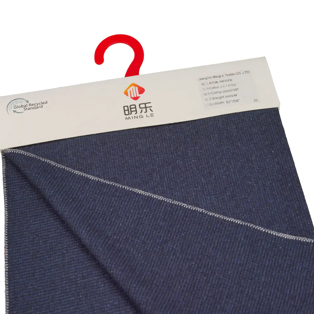 30% Wool, 60% Polyester, 10% Other Fiber, 560G/M, Benzhiqing + Blue Green, Horizontal Striped Tweed Fabric, ML-04231230