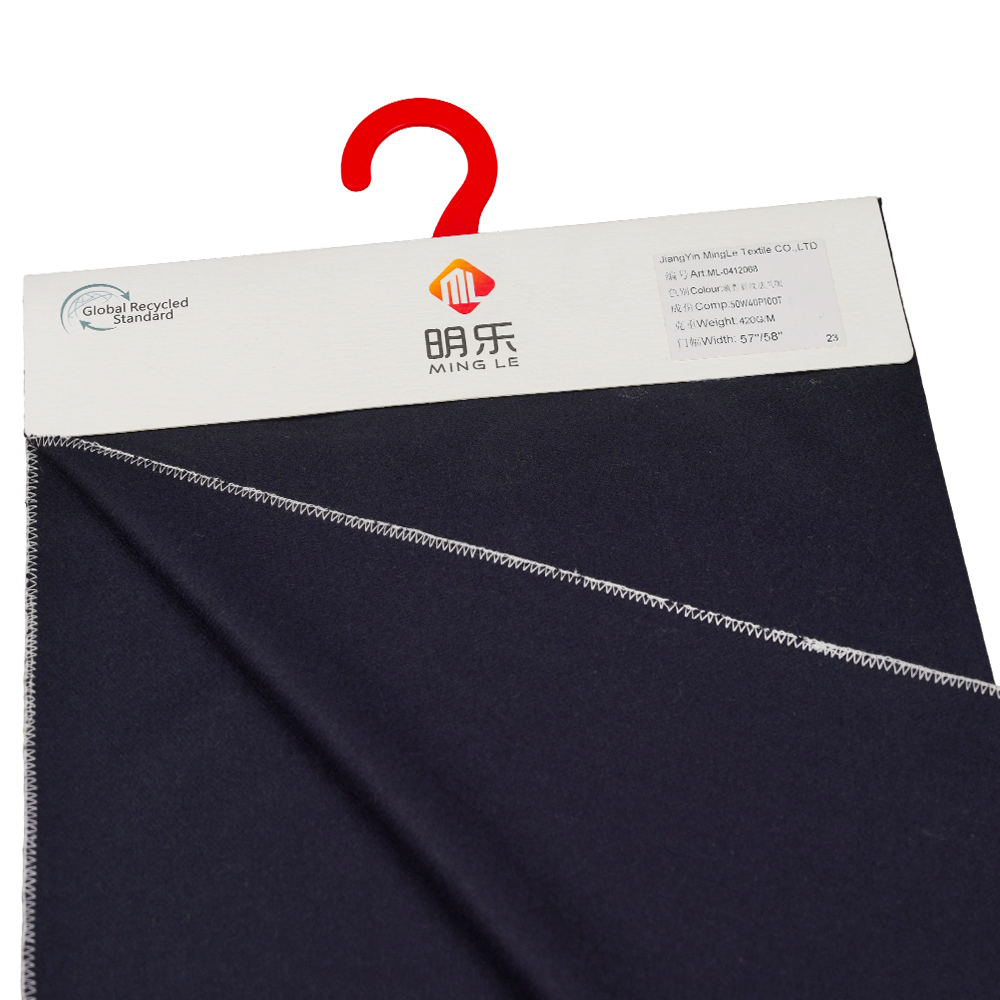50% Wool, 40% Polyester, 10% Other Fiber, 420G/M, Navy Blue, Twill Flannel Fabric, ML-0412068