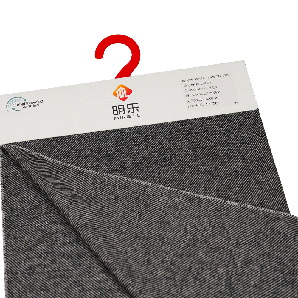 50% Wool, 30% Polyester, 20% Other Fiber, 320G/M, Off-White + Black, Twill Flannel Fabric, ML-C-22104