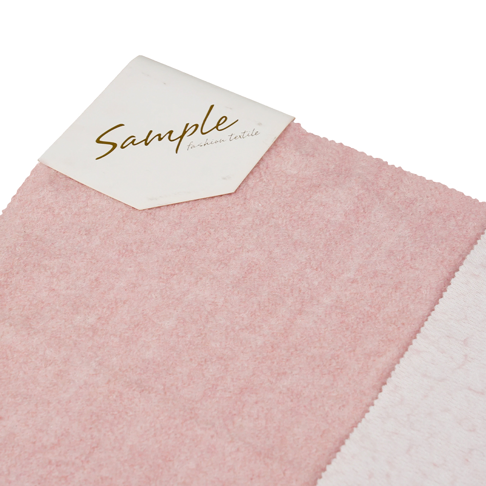 40% Wool, 60% Polyester, 700-740G/M, Pink And White, Small Fish Scale Loop Knit Woolen Fabric, ML-26-X082022