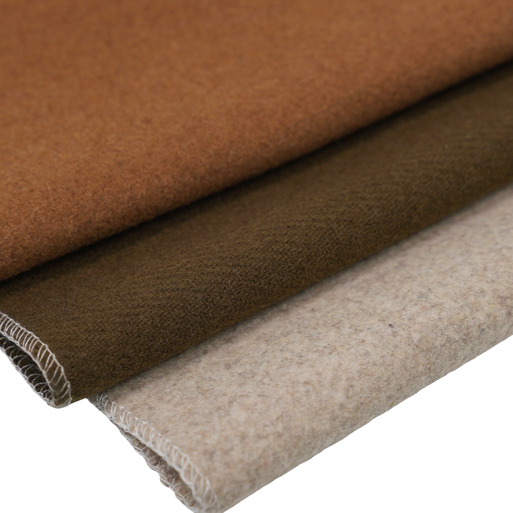 50% Wool, 40% Polyester, 10% Other Fiber,770G/M, Natural Light Bean Paste, Twill Melton Fabric, ML-0124-4425
