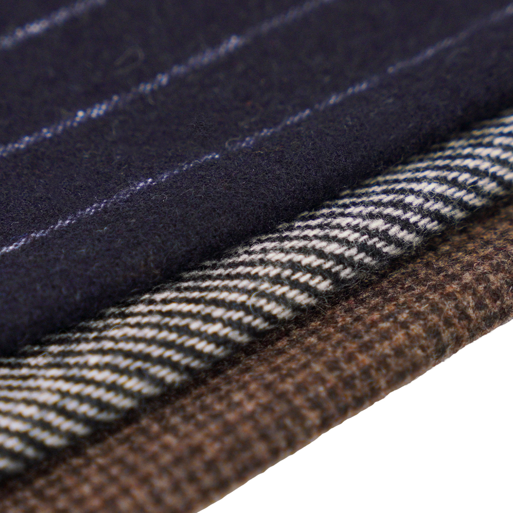 53% Wool, 47% Polyester, 350G/M, Zhiqing + White, Vertical Striped Flannel Fabric, ML-317245X-2