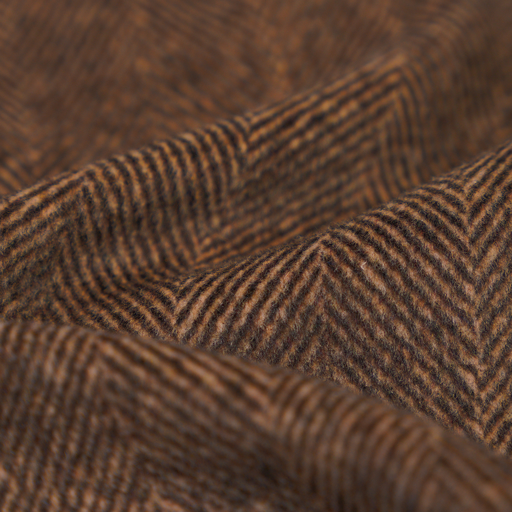 30% Wool, 70% Other Fiber, 630G/M, Camel/Brown, Herringbone Single-Face Overcoating Fabric, ML-222030-7B