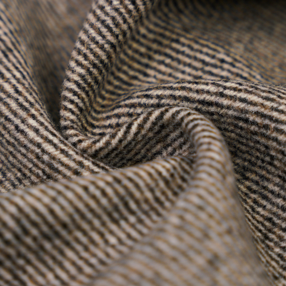 50% Wool, 40% Polyester, 10% Other Fiber, 650G/M, Black Mixed Brown + Beigetwill, Melton Fabric, ML-S0624-089