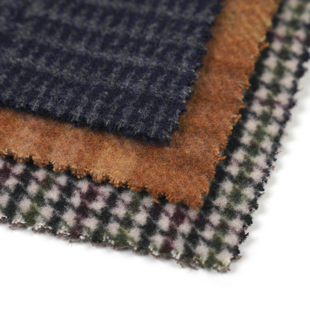 50% Wool, 40% Polyester, 10% Other Fiber, 860G/M, Brown And Yellow Checkered, Velvet Fabric, ML-062142104