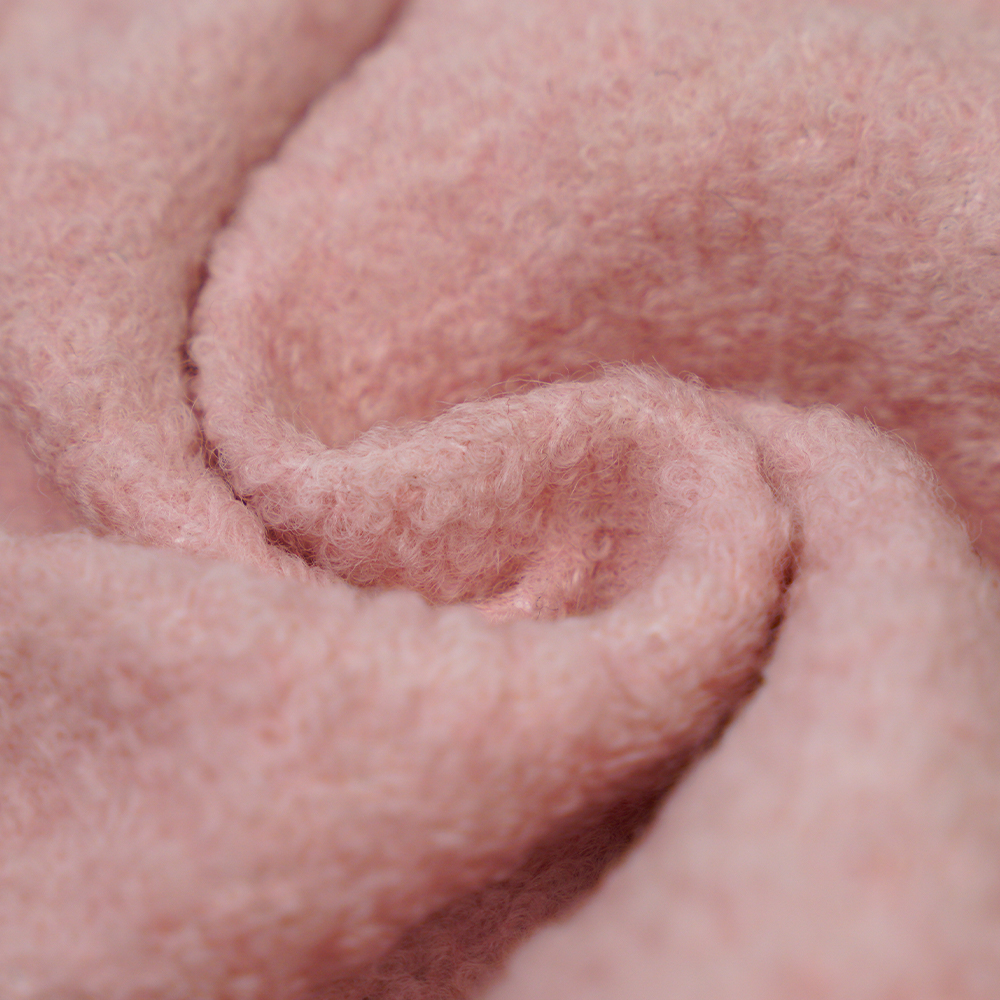40% Wool, 60% Polyester, 700-740G/M, Pink And White, Small Fish Scale Loop Knit Woolen Fabric, ML-26-X082022